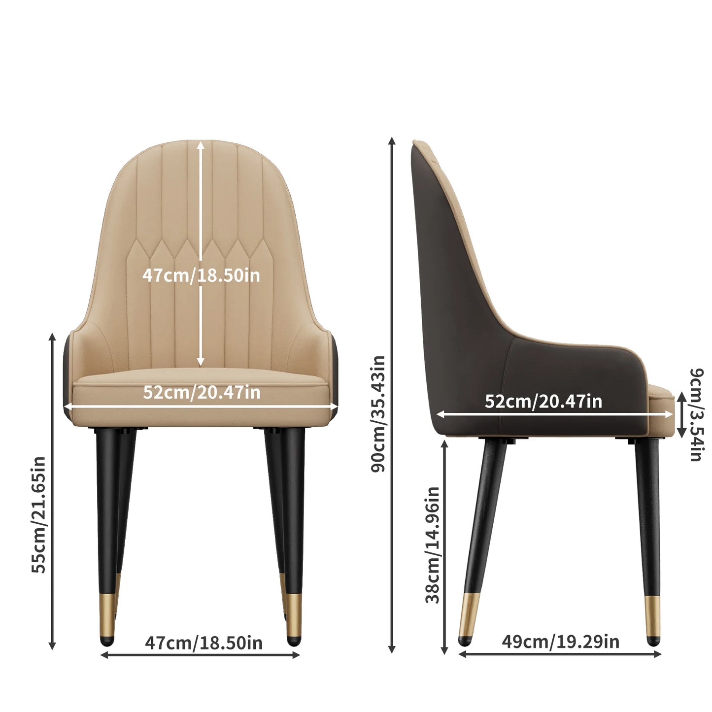Modern Synthetic Leather Dining Chairs With Metal Frame And Padded Seats