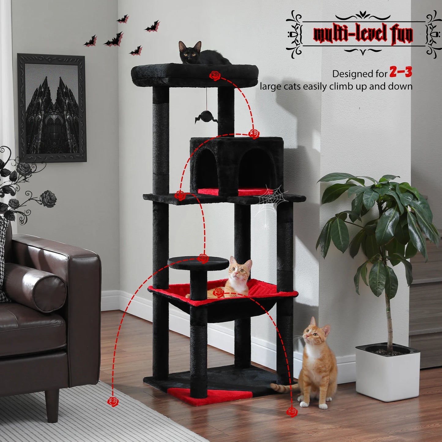 PAWZ Road Indoor Cat Tower With Sisal Posts And Hammock
