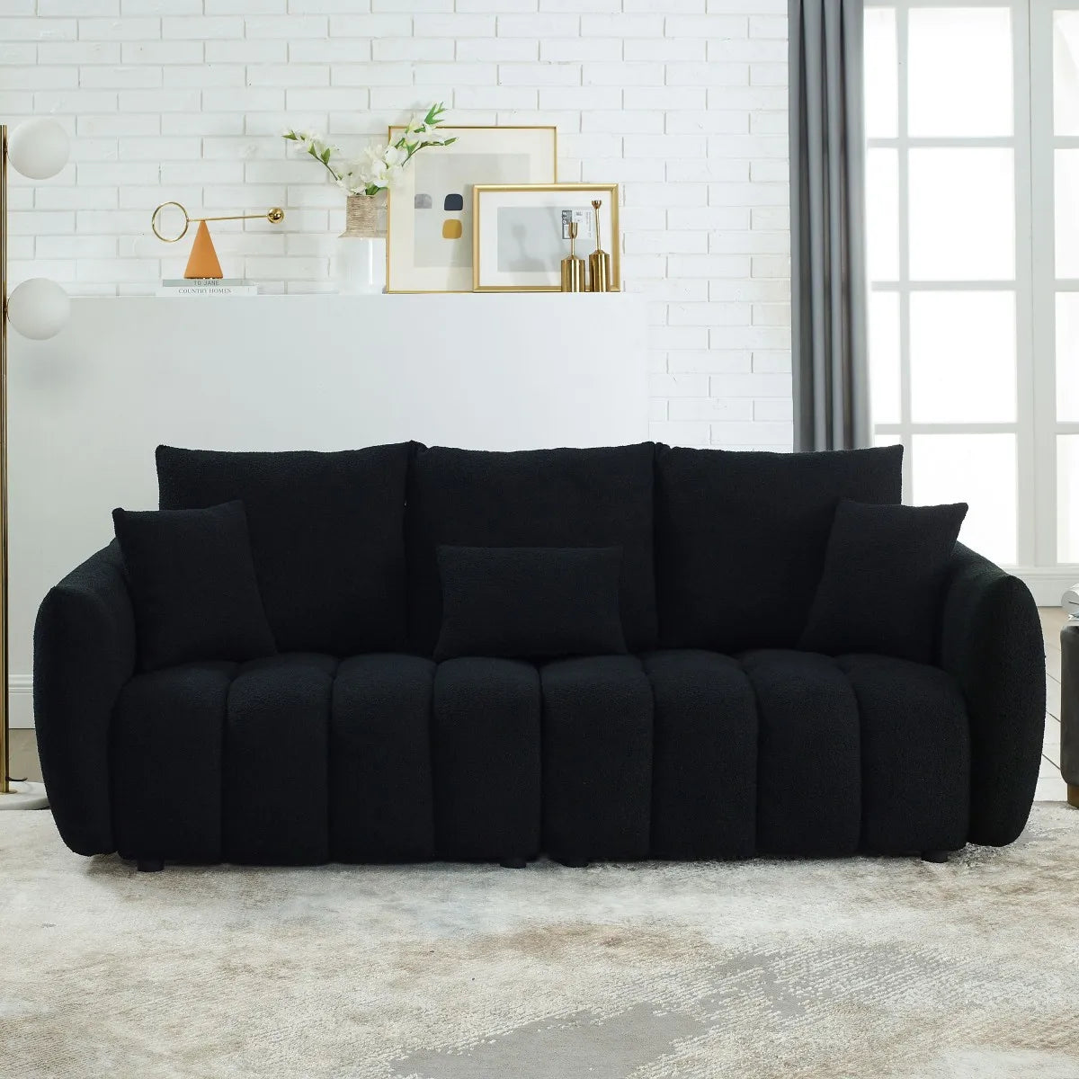 79.5" Boucle 3-Seater Modular Sofa, Modern Plush Cloud Couch for Living Room Small Apartment