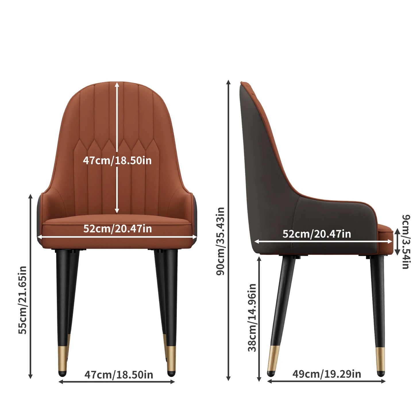 Modern Synthetic Leather Dining Chairs With Metal Frame And Padded Seats