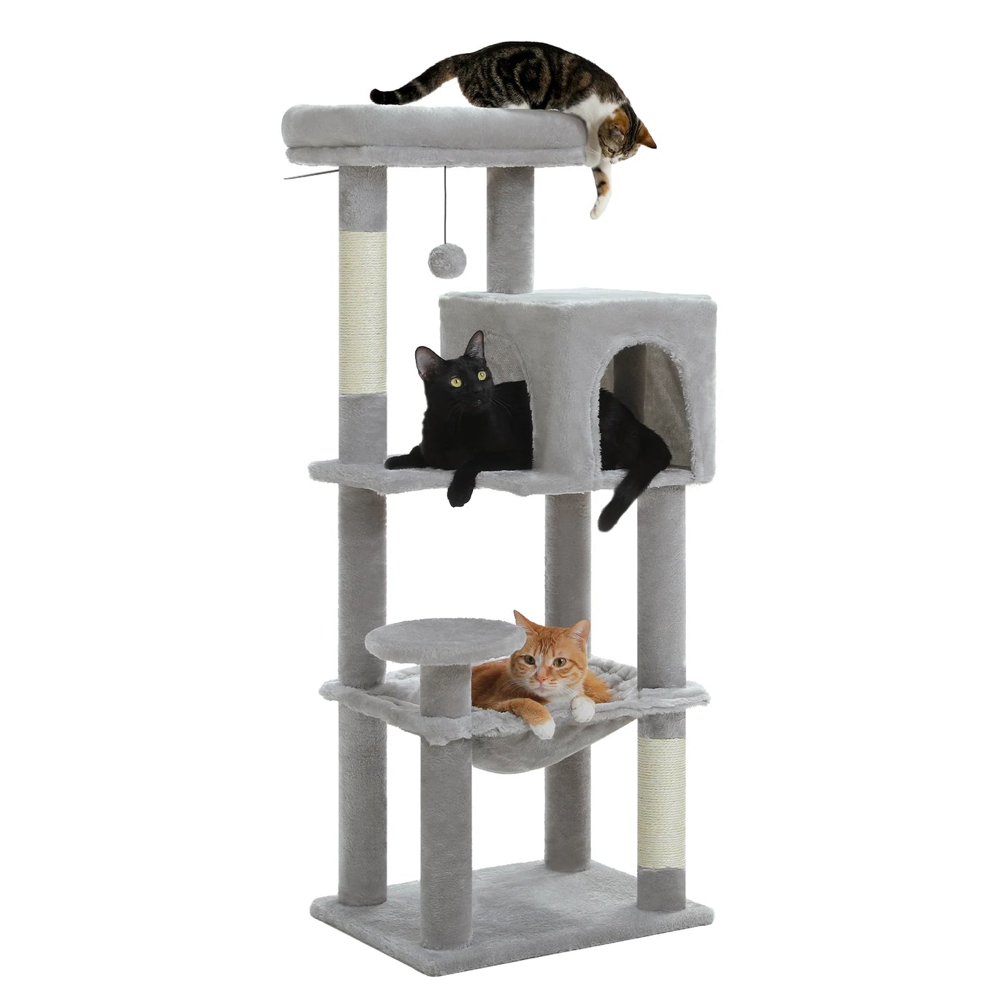 Pequlti Five Level Cat Tree With Sisal Scratcher And Hammock