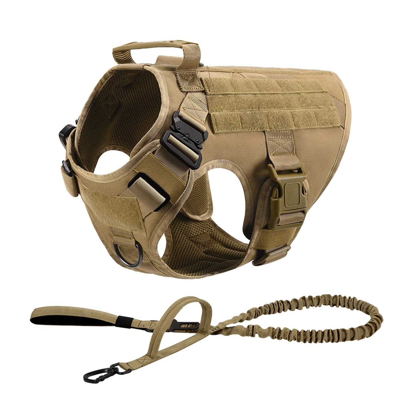 Tactical Nylon Dog Harness With Quick Release And Molle Pouches