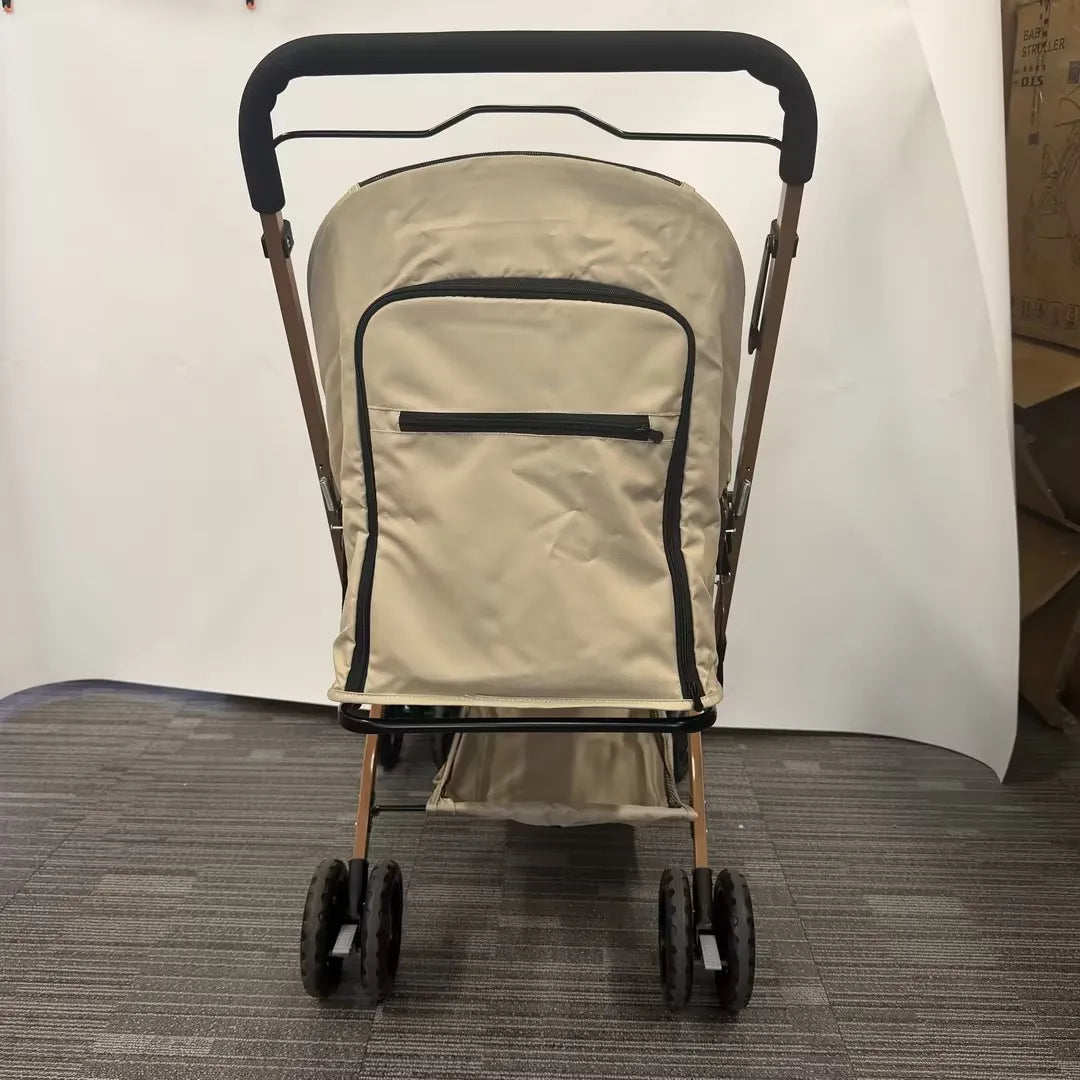 Lightweight Pet Stroller Featuring Quick Fold And Four Ventilated Wheels