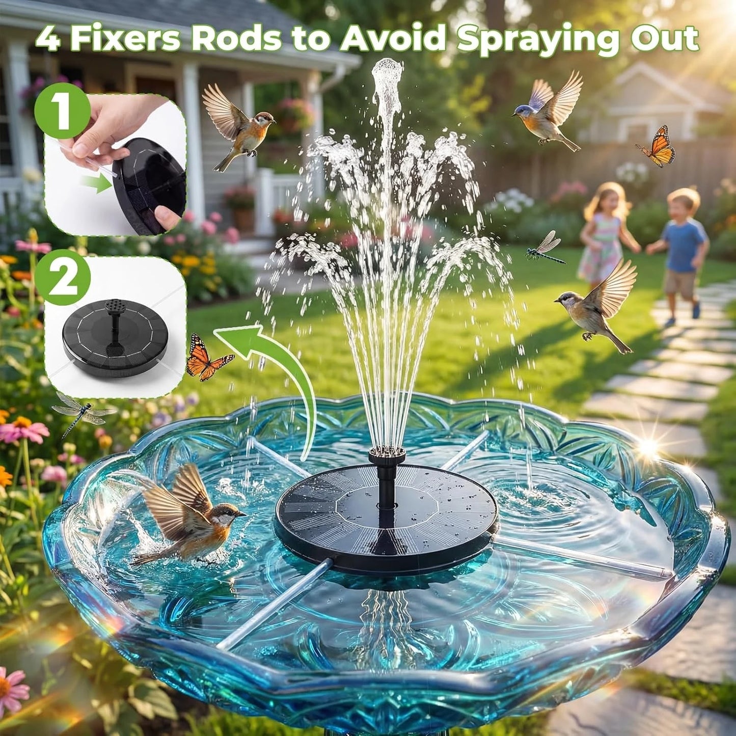 Floating Solar Fountain With Six Nozzles For Garden Pond