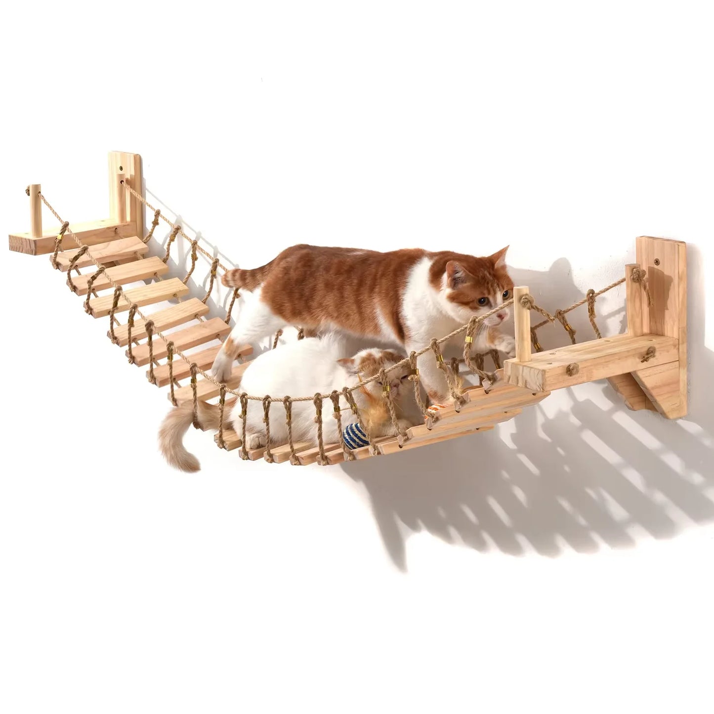 Wall Mounted Cat Climbing Bridge With Wrapped Sisal Rope
