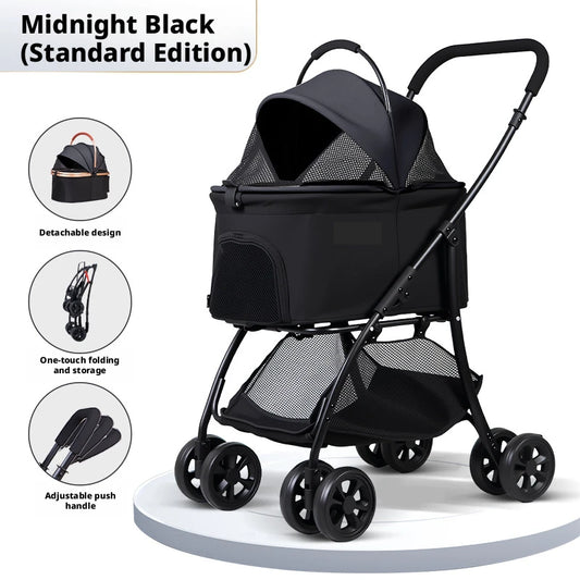 Lightweight 2-In-1 Pet Stroller With Removable Carrier For Pets