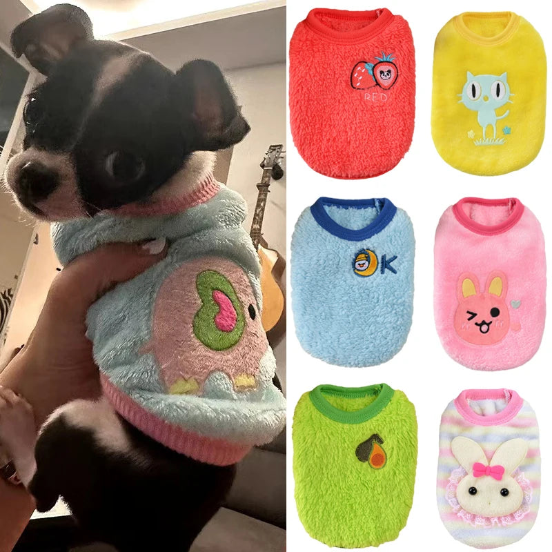 Cute Fleece Dog Sweater Small Dogs Warm Winter Print Pullover