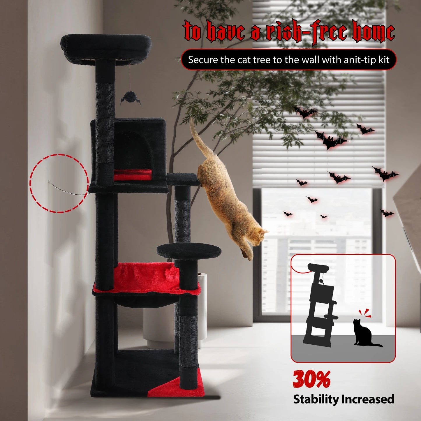 PAWZ Road Gothic Cat Tower With Sisal Scratcher And Hammock