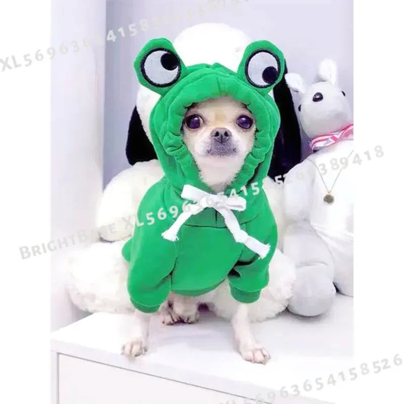 Cute Frog Pet Sweater Hoodie With Fun Design For Dogs