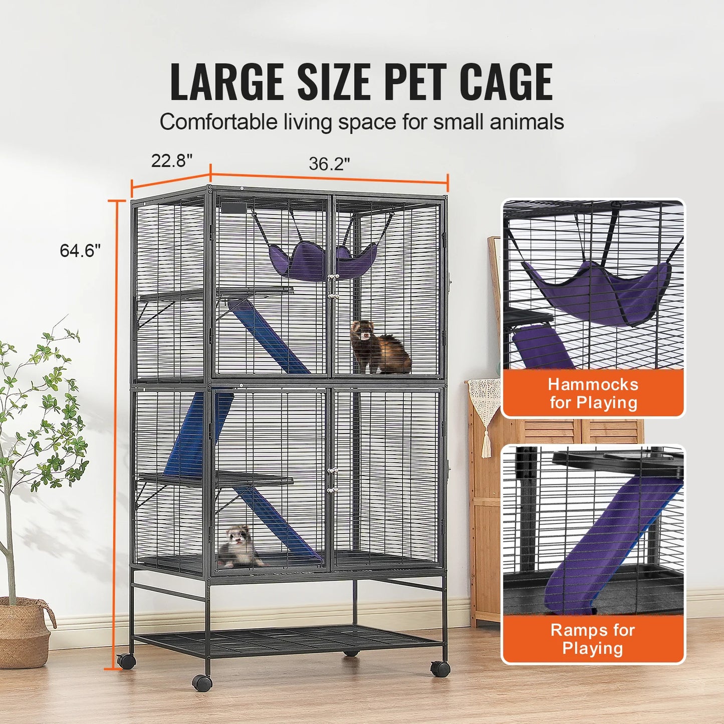 SucceBuy Rolling Four Tier Metal Critter Cage For Small Animals