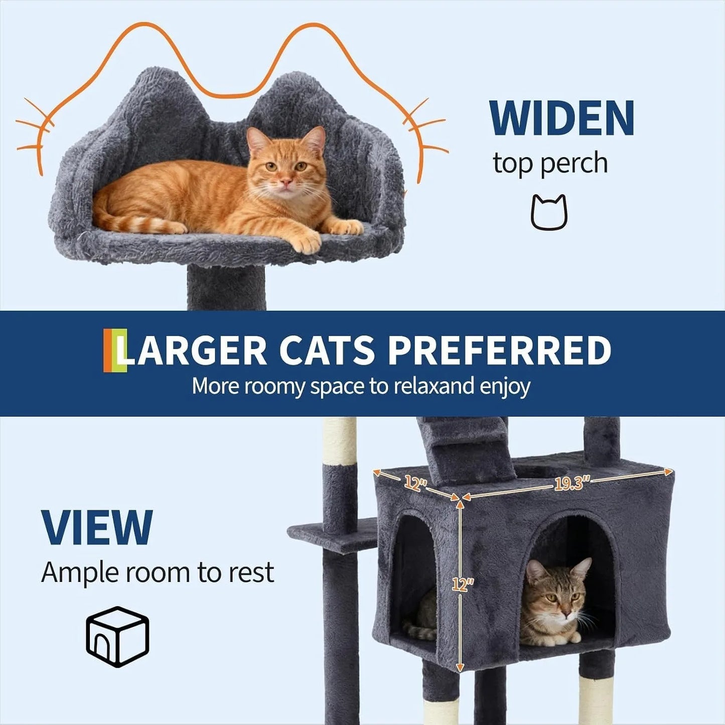 Sturdy Multi Level Cat Tower With Sisal Scratching Posts Condos Hammock