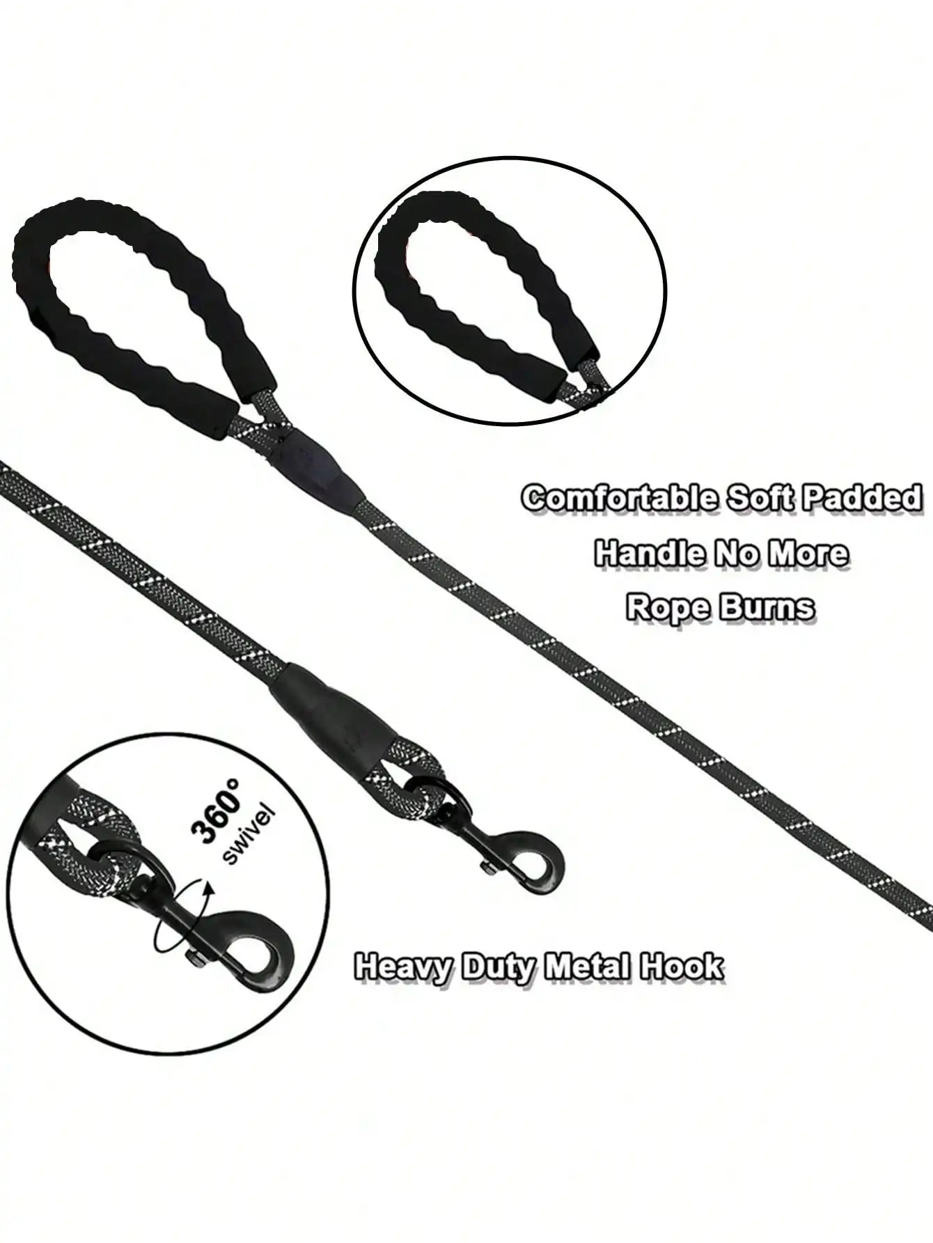 Reflective Nylon Dog Leash With Comfortable Foam Handle For Safe Walks