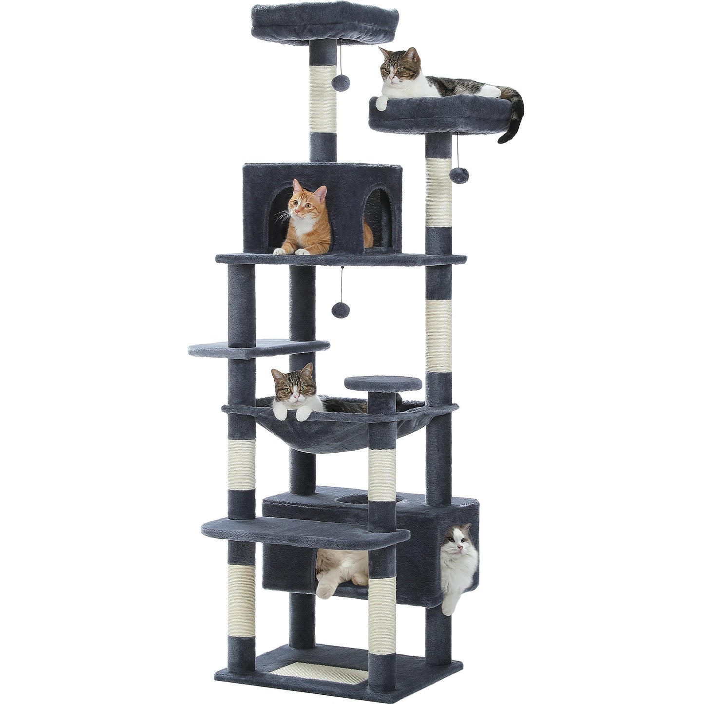PEQULTI Five Level Cat Tree Tower With Scratching Posts Hammock