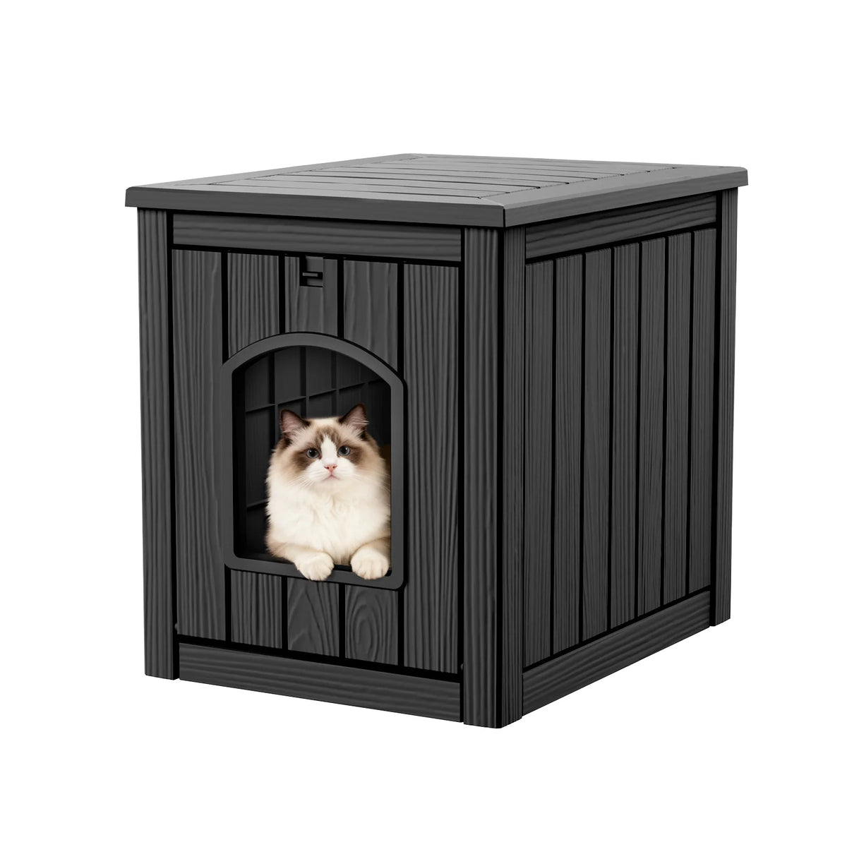 Resin Cat House End Table Waterproof Indoor Outdoor Pet Kennel