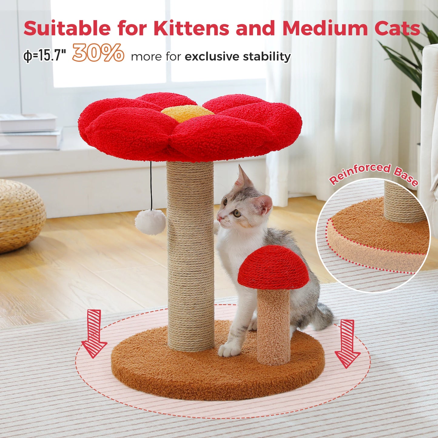 Pawz Road Cat Scratcher Removable Flower Bed Toy Ball
