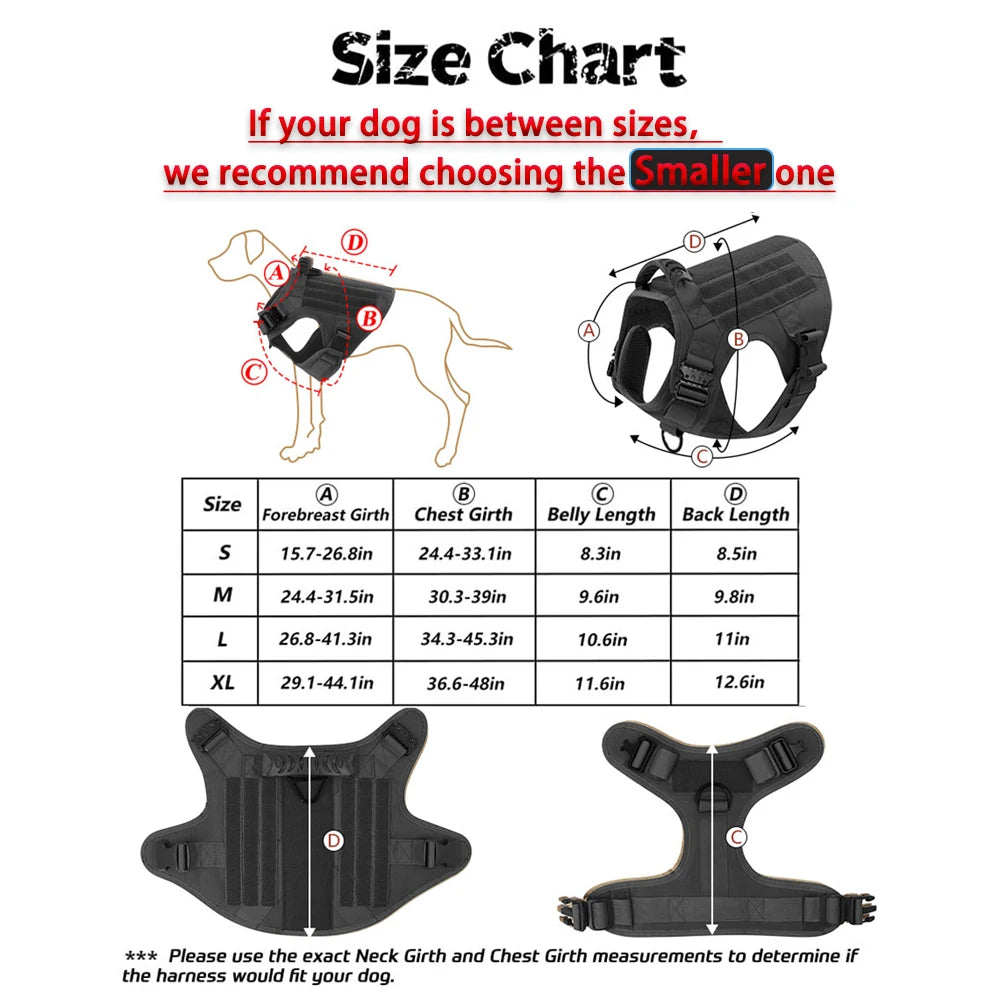 Tactical Nylon Dog Harness With Quick Release And Molle Pouches