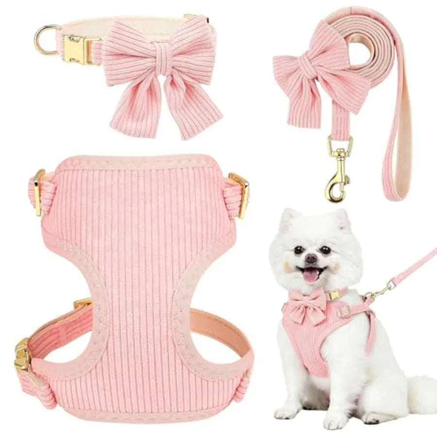 Adjustable Breathable Cotton Dog Harness And Leash Set
