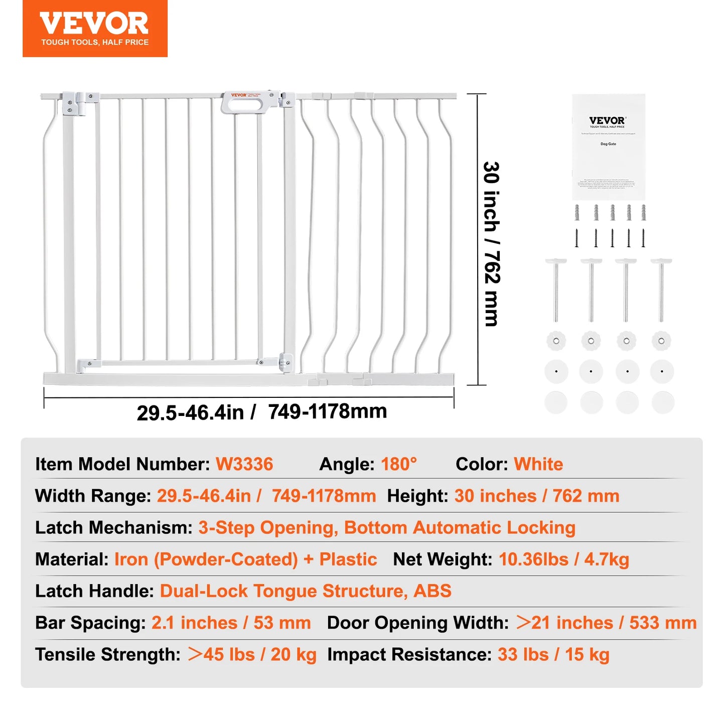 SucceBuy Stainless Steel Baby Gate Pressure Mount With Walk Thru