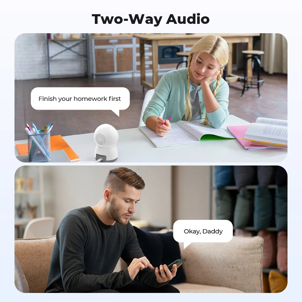 H.VIEW 3MP  IP Camera WiFi Home Indoor AI Human Detection Audio Wireless Security CCTV Camera
