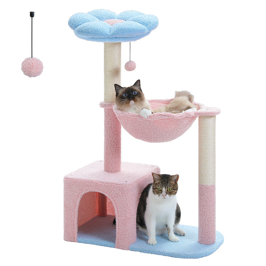 Petepela Flower Cat Tower With Sisal Posts And Metal Hammock