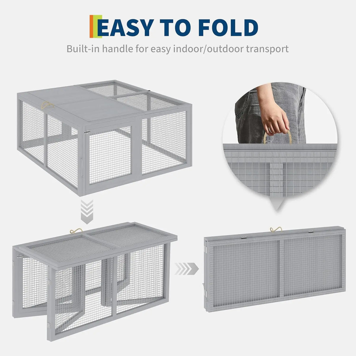 HiMISS Folding Wooden Chicken Coop And Rabbit Hutch Run