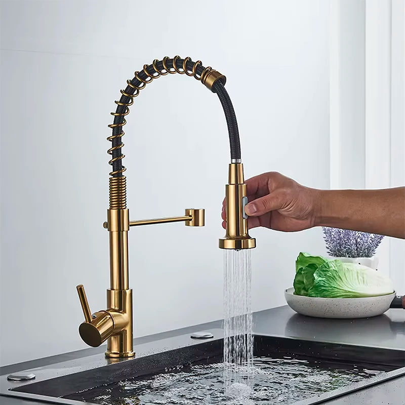 Removable Gourmet Kitchen Faucet 2 Modes Sprayer Rotatable Deck Mount Single Handle Cold Hot Water Mixer Kitchen Sink Crane