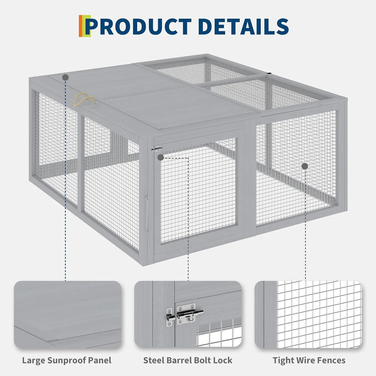 HiMISS Folding Wooden Chicken Coop And Rabbit Hutch Run