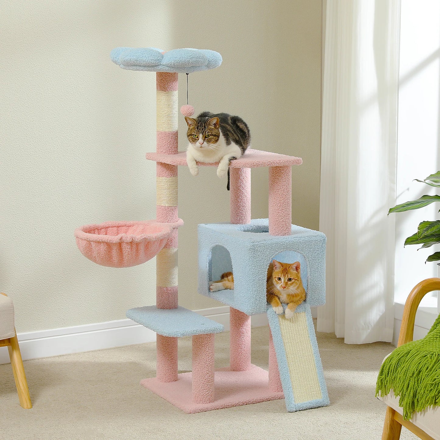 PEQULTI Flower Cat Tree Multi Level Cat Tower Scratching Posts