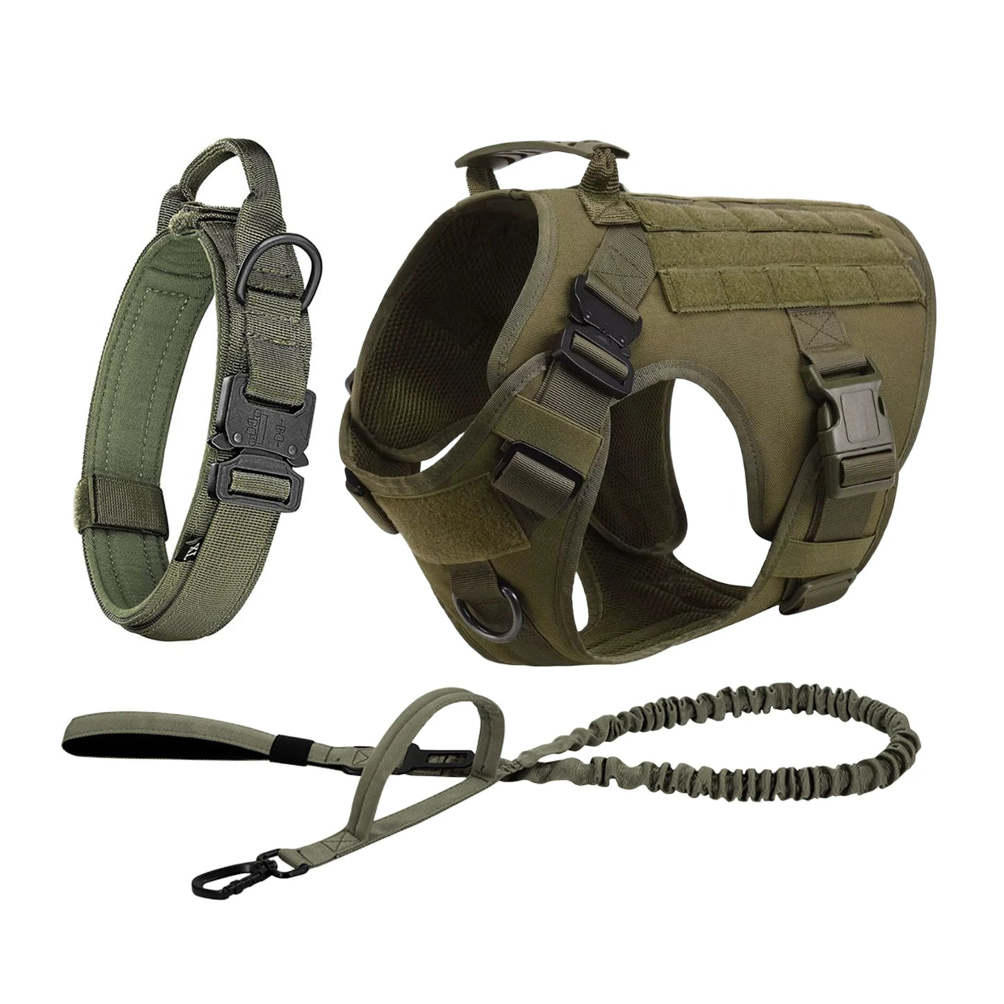 Tactical Nylon Dog Harness With Quick Release And Molle Pouches