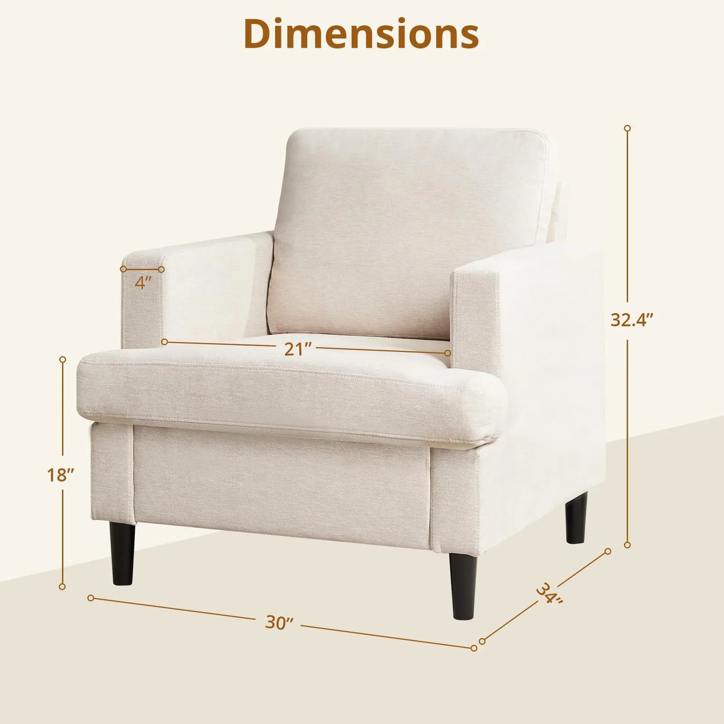 Modern Upholstered Accent Chair With Deep Plush Seat For Home