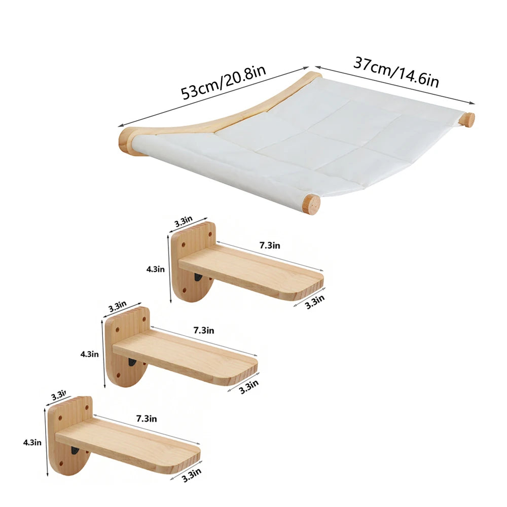 CWV Wall Mounted Cat Hammock With Sisal Scratching Shelves