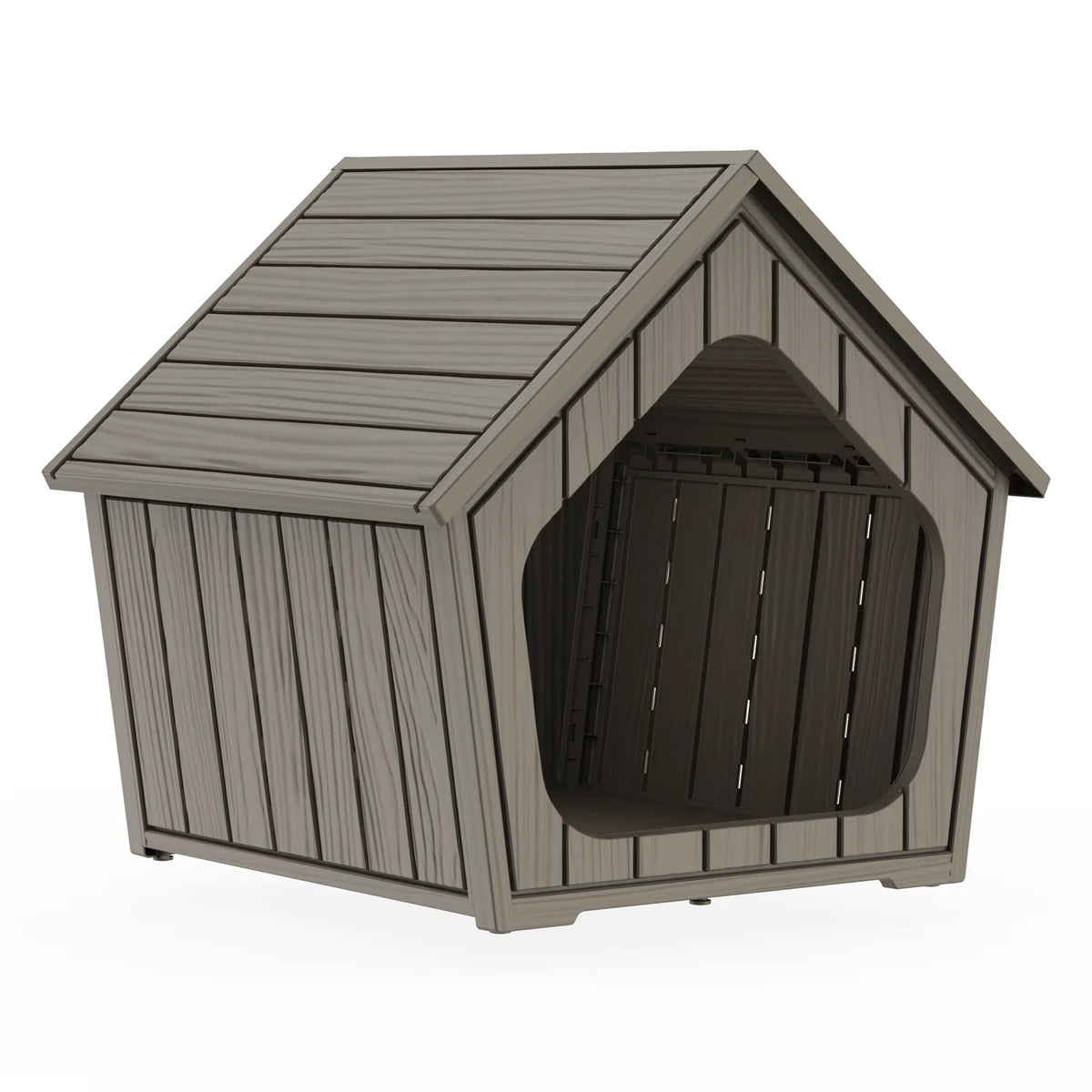 Waterproof Plastic Dog House With Ventilated Gable Roof Shelter