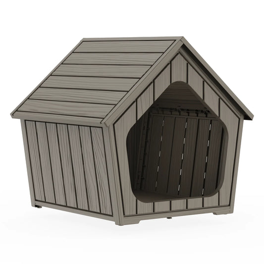 Waterproof Plastic Dog House With Ventilated Gable Roof Shelter