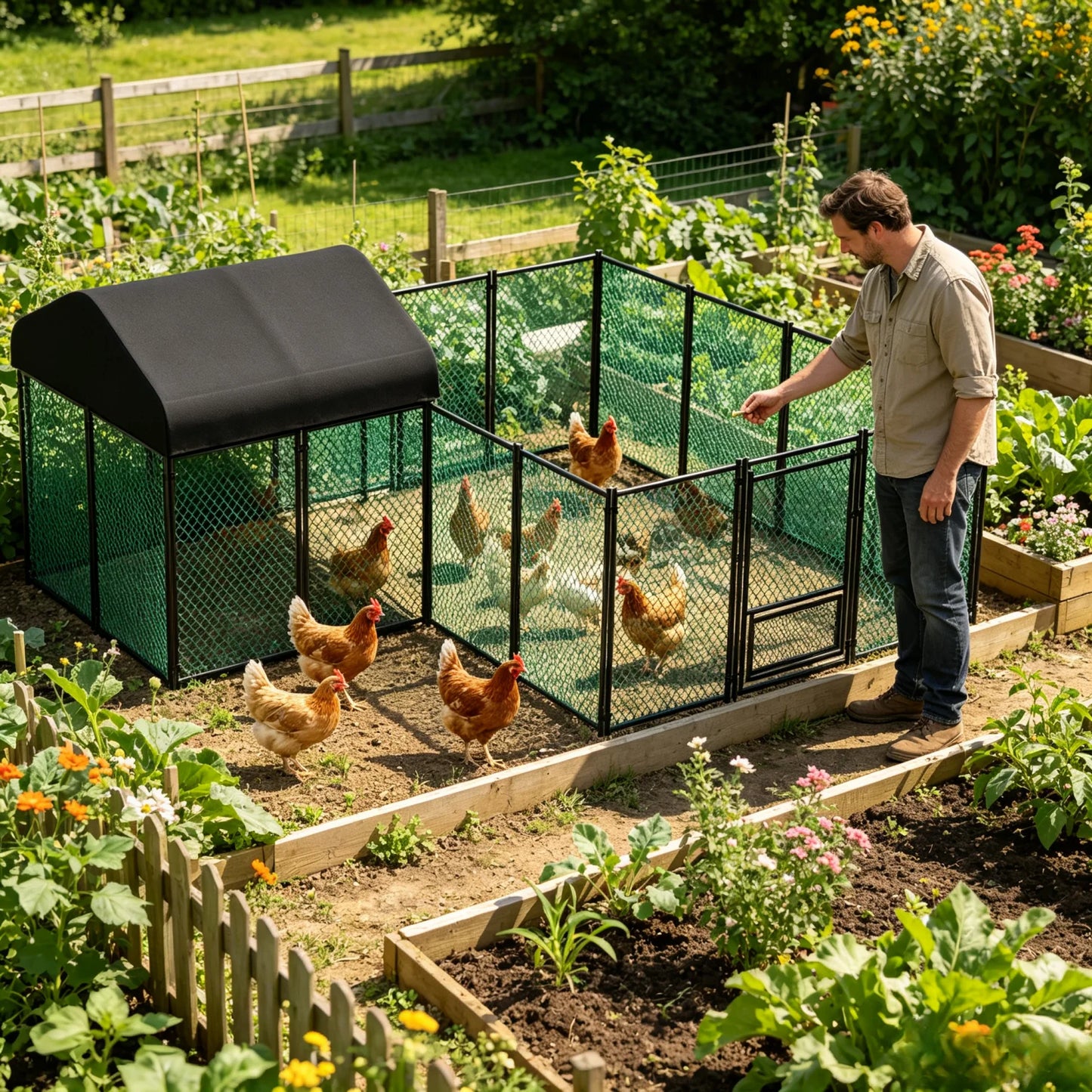 Outdoor Metal Chicken Coop With Waterproof Cover Poultry House