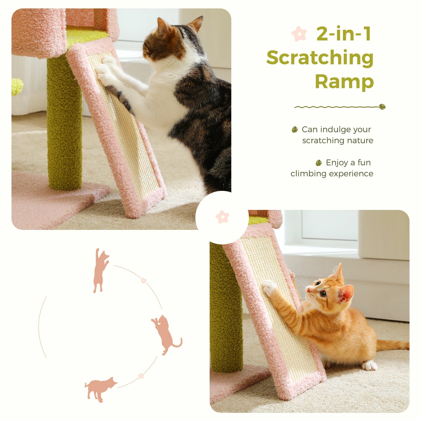 PAWZ Road Flower Cat Tree Indoor With Sisal Scratching Posts