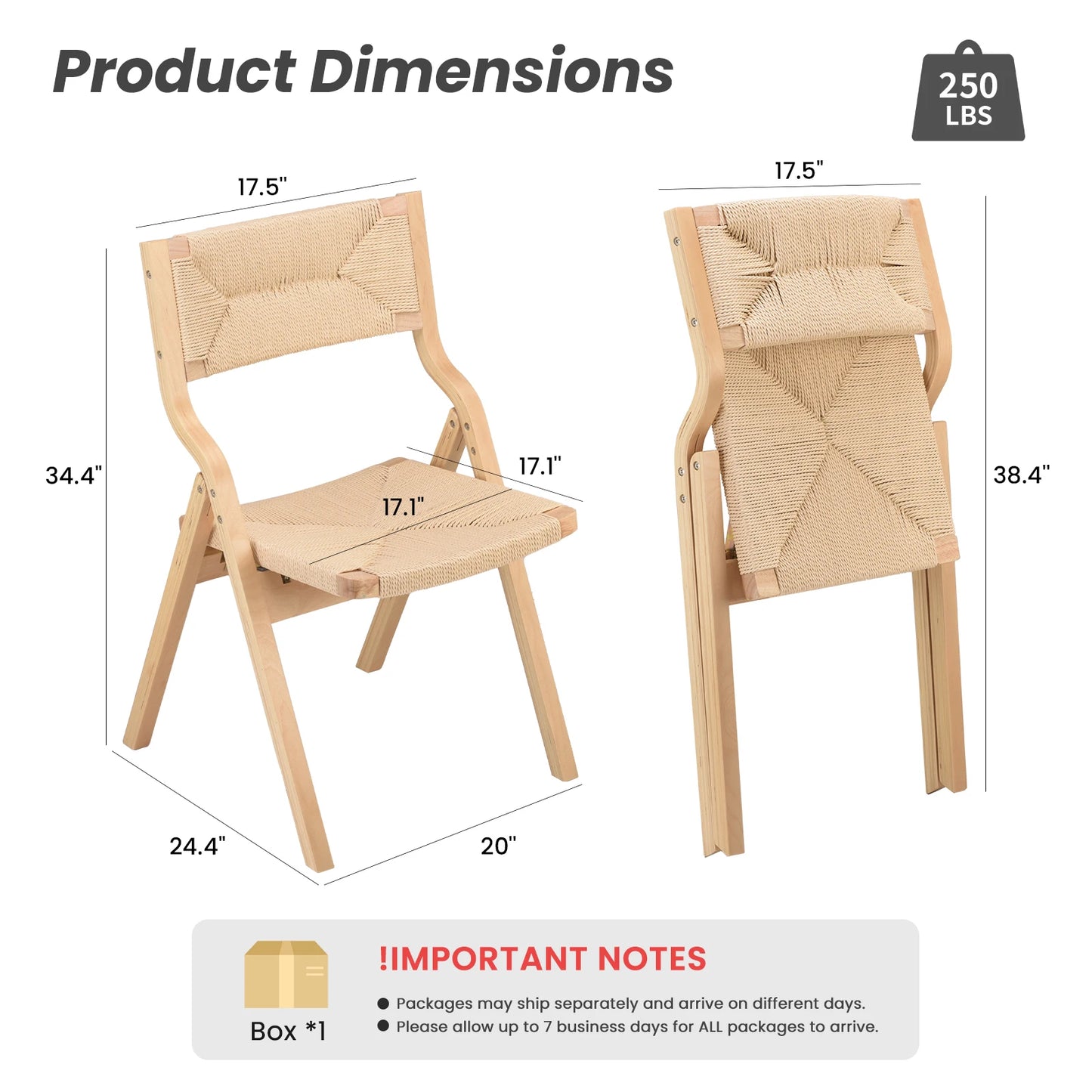 Farini Stackable Wood Folding Dining Chairs With Woven Seat