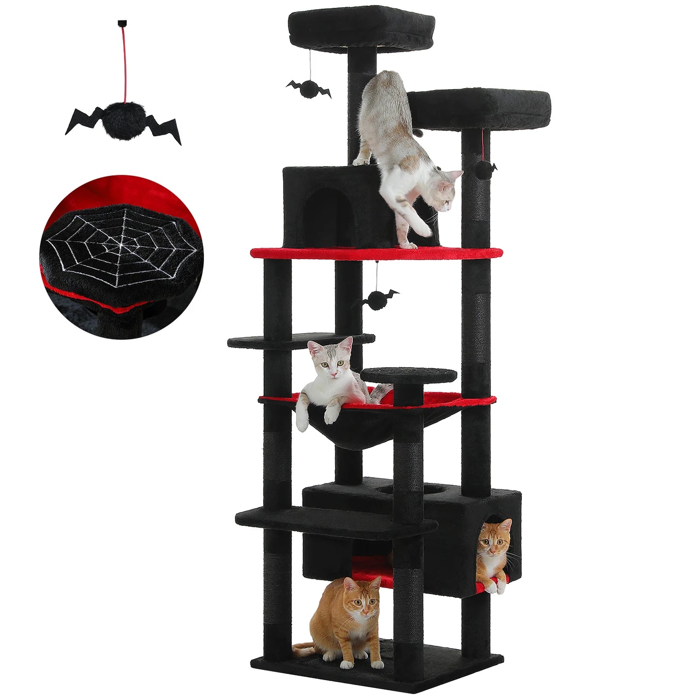 PEQULTI Five Level Cat Tree Tower With Scratching Posts Hammock