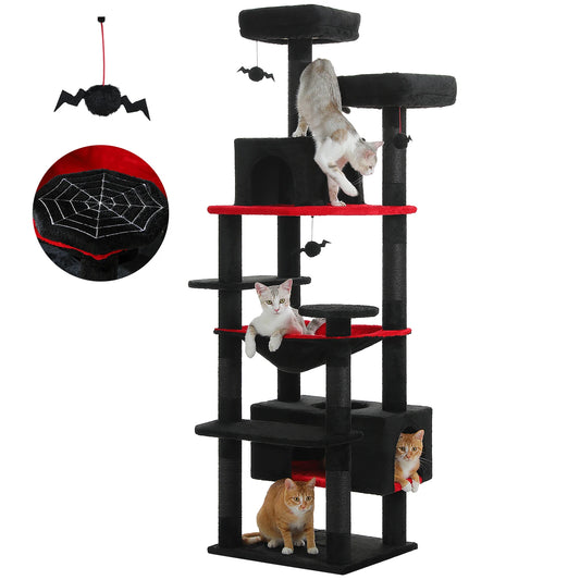PEQULTI Five Level Cat Tree Tower With Scratching Posts Hammock