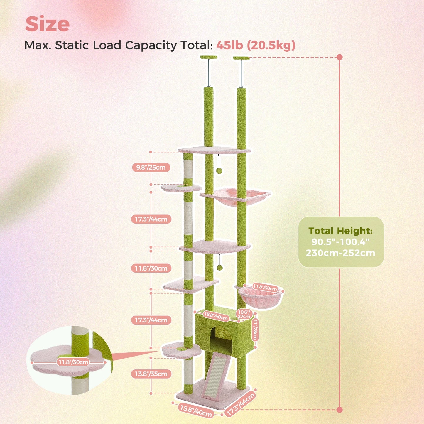 PAWZ Road Adjustable Height Floor To Ceiling Cat Tower