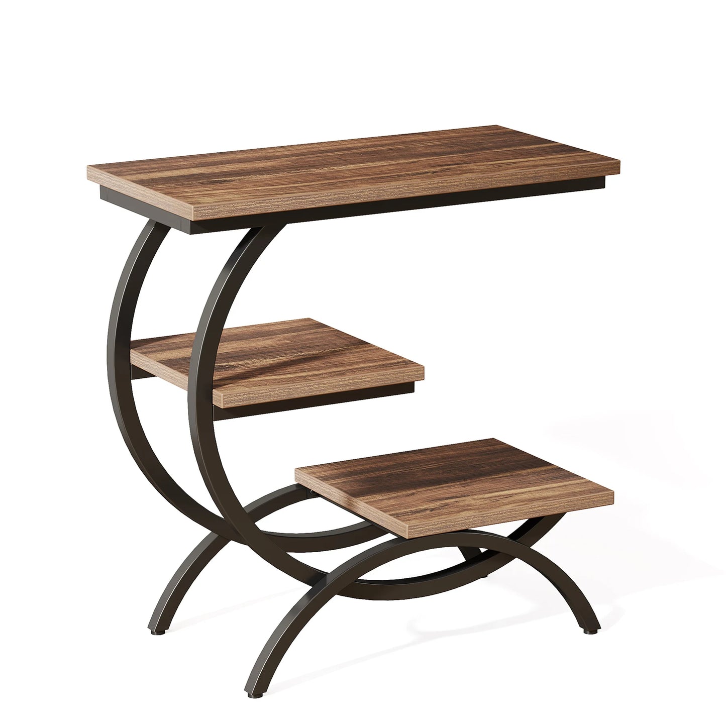 Tribesigns C-Shaped Side Table With Open Storage Shelving Unit