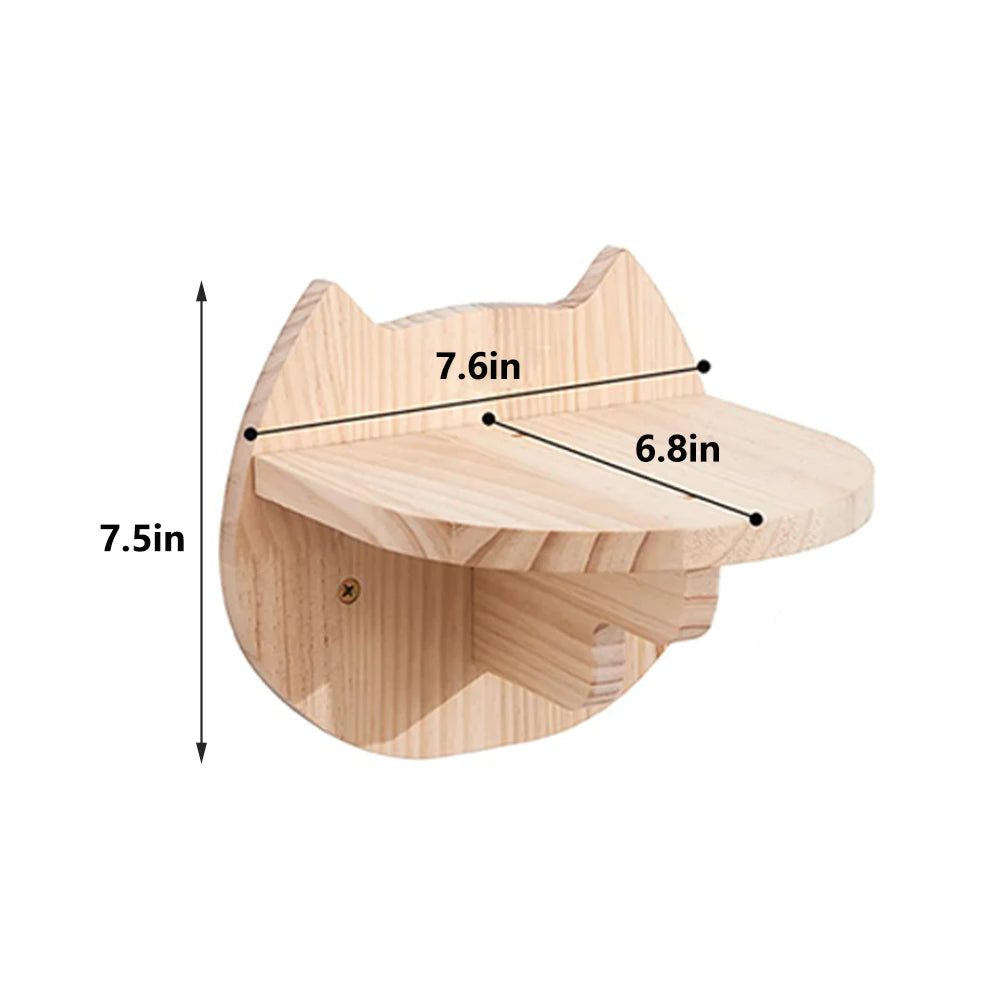 CWV Wall Mounted Cat Shelves Pine Wood Moon Star Platform