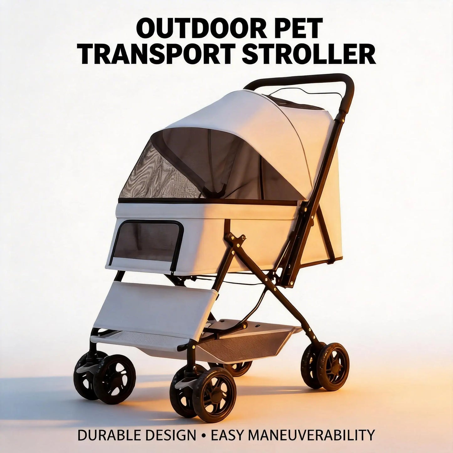 Stable Four Wheel Pet Stroller Portable Travel Cart For Pets
