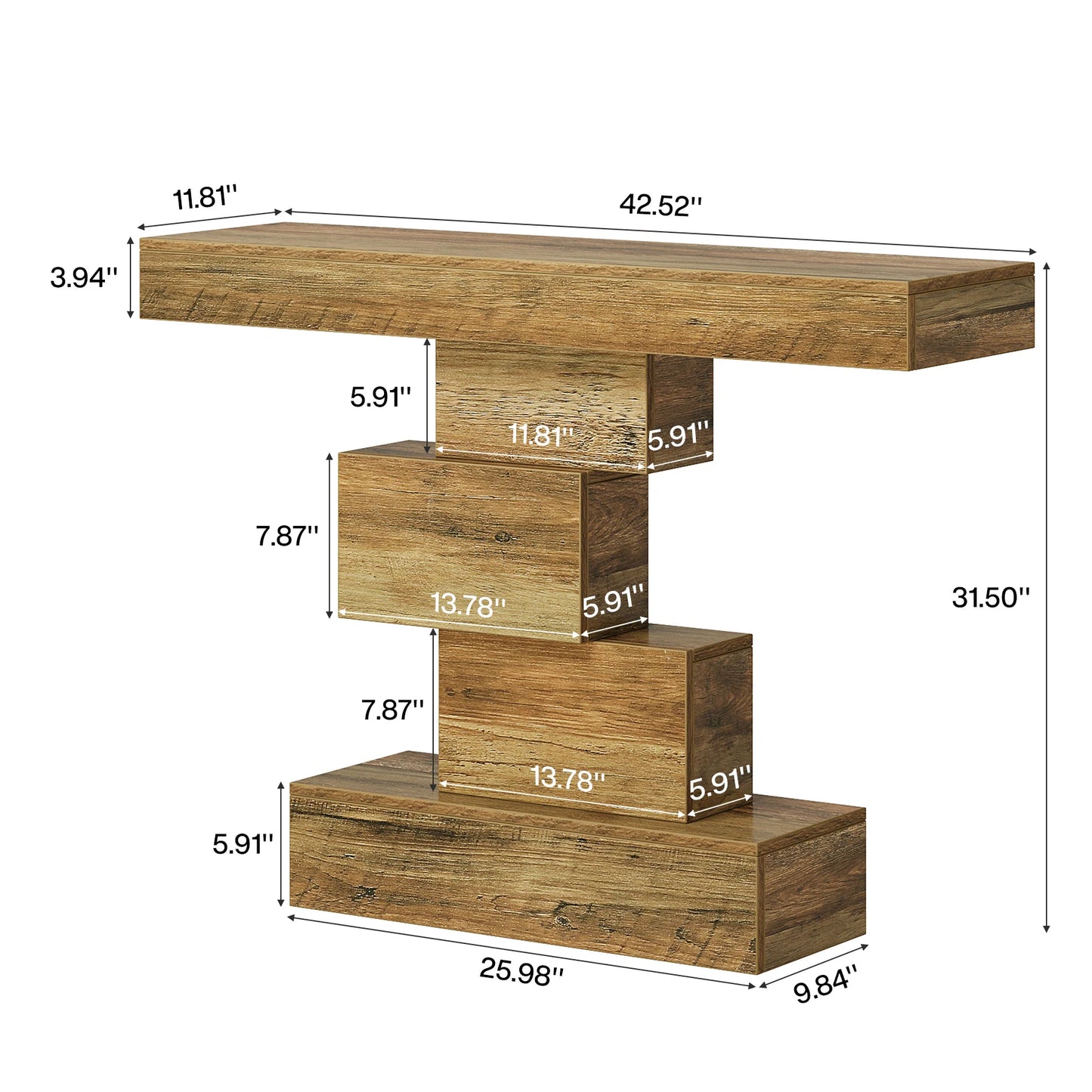 Tribesigns Farmhouse Wood Console Table With Geometric Metal Base
