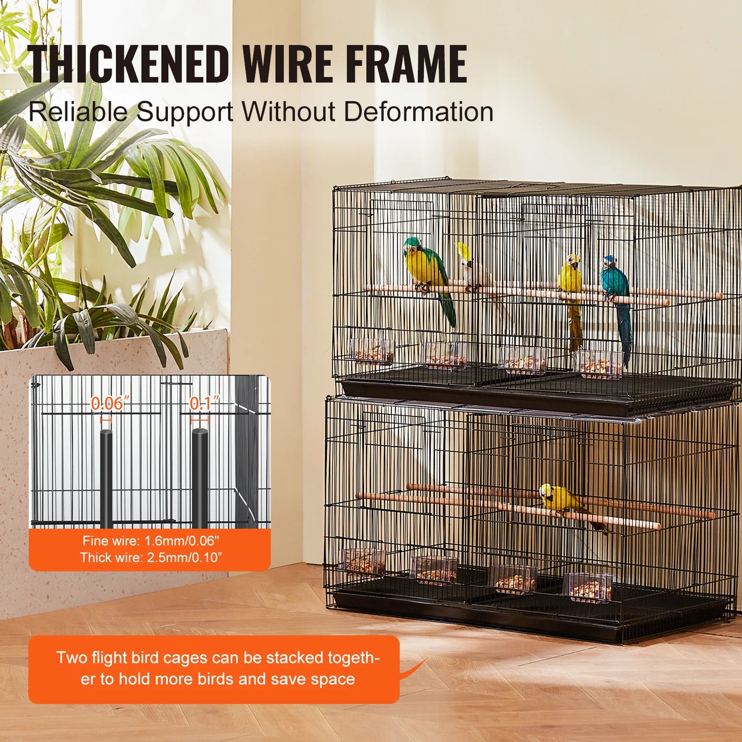 SucceBuy Stackable Divided Bird Cage With Handle And Perch