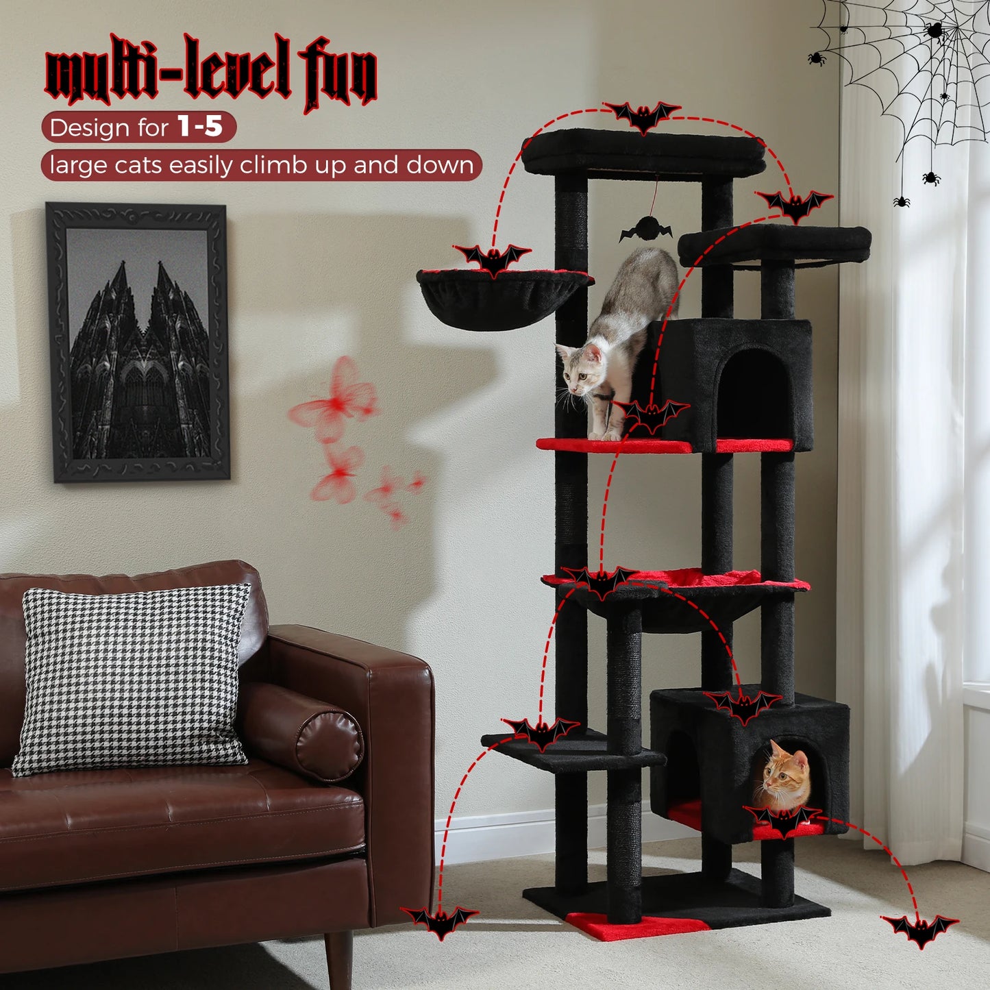 PAWZ Road Tall Cat Tree with Scratching Posts and Hammock