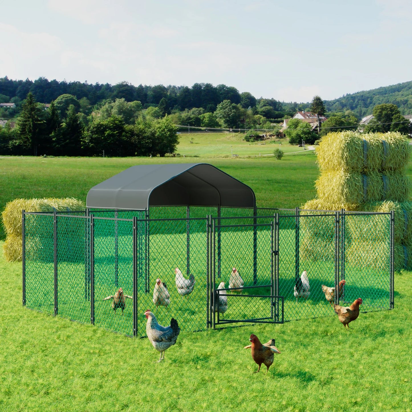 Outdoor Metal Chicken Coop With Waterproof Cover Poultry House