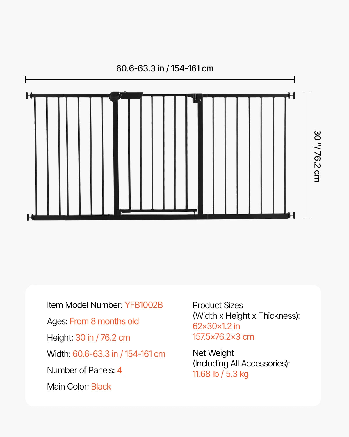 SucceBuy Stainless Steel Baby Gate Pressure Mount With Walk Thru