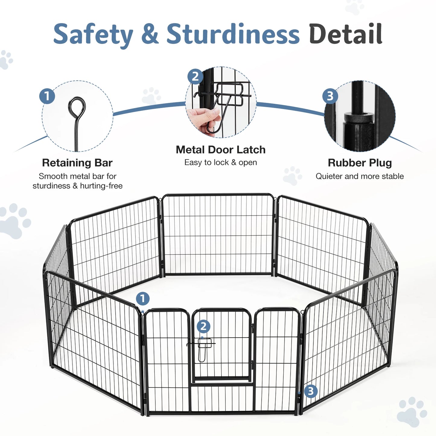 JHK Durable Metal Dog Playpen Foldable Pet Exercise Fence