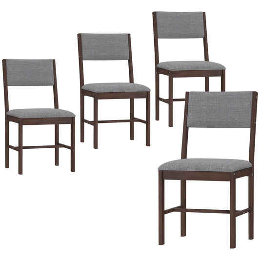 Homcom Solid Wood Dining Chairs Linen Upholstered Modern Kitchen Set