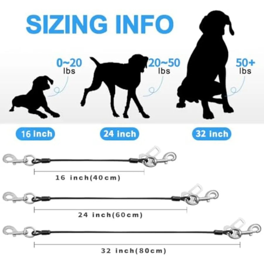 Coated Nylon Dog Car Seat Belt Harness Safety Restraint